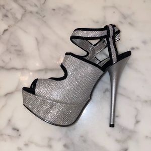 Silver with black velvet Heels